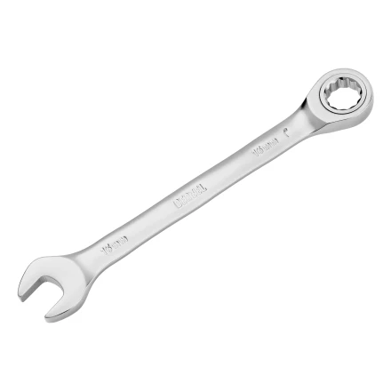 Ключ комбинированный трещоточный, 16 мм, CrV, матовый хром// Denzel 14710 купить в Нягани