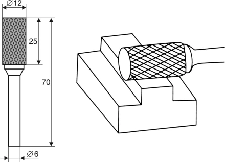 Борфреза Цилиндрическая A 6х12 Энкор 21701 купить в Нягани