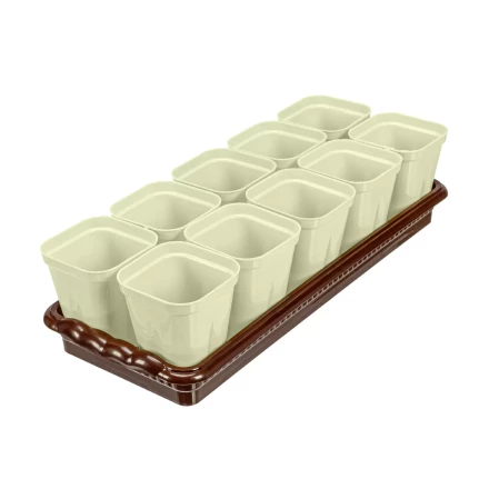 Набор для рассады Palisad 643449, поддон 380х155х40 мм, 10 горшочков по 250 мл с выдвижным дном купить в Нягани