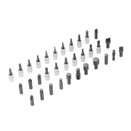 Набор инструментов Denzel, 1/2&quot;, 1/4&quot;, CrV, S2, пластиковый кейс, 82 предмета 15809 купить в Нягани