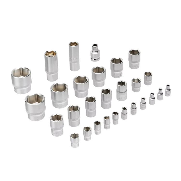 Набор инструментов Denzel, 1/2", 1/4", CrV, S2, пластиковый кейс, 82 предмета 15809 купить в Нягани