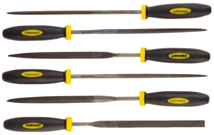 Набор STAYER &quot;PROFI&quot; Надфили с двухкомпонентной ручкой, 100мм, 6шт 16010-H6_z01 купить в Нягани