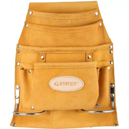 Сумка поясная STAYER PROFESSIONAL для инструментов, кожаная, 10 карманов, 2 скобы 38517 купить в Нягани