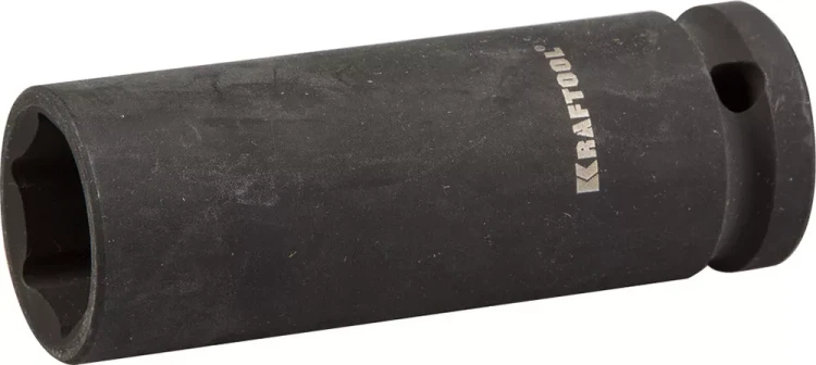 Торцовая головка KRAFTOOL "INDUSTRIE QUALITAT" ударная, удлиненная (1/2"), FLANK, Cr-Mo, фосфатированная, 19 мм 27942-19_z01 купить в Нягани