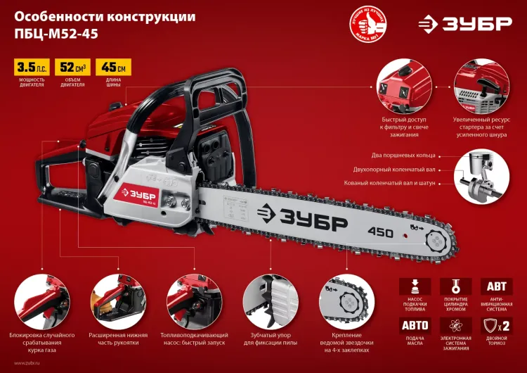 Бензопила ПБЦ-М52-45 серия МАСТЕР купить в Нягани