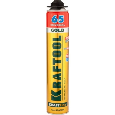 Пена &quot;GOLD 65&quot; профессиональная, монтажная, пистолетная, всесезонная, 850мл, KRAFTOOL 41194 купить в Нягани