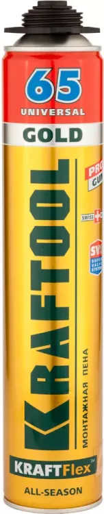 Пена "GOLD 65" профессиональная, монтажная, пистолетная, всесезонная, 850мл, KRAFTOOL 41194 купить в Нягани