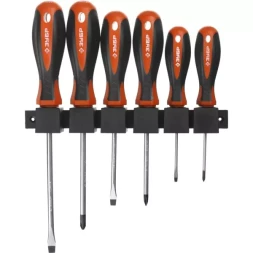 Набор ЗУБР "МАСТЕР": Отвертки, Cr-v, эргономичная двухкомпонентная рукоятка, 6шт, на пластиковой стойке 25065-H5_z02