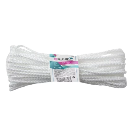 Шнур бельевой полипропиленовый с сердечником, 5 мм, L 15 м, белый, Home Palisad 937085 купить в Нягани