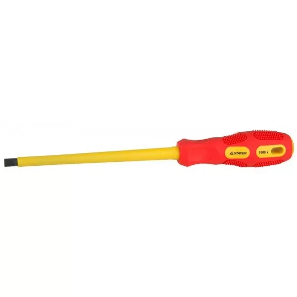 Отвертка STAYER "PROFESSIONAL" "MAX-GRIP" диэлектрическая, двухкомпонентная рукоятка, Cr-V, SL 8,0x175мм 25827-08-175 G купить в Нягани