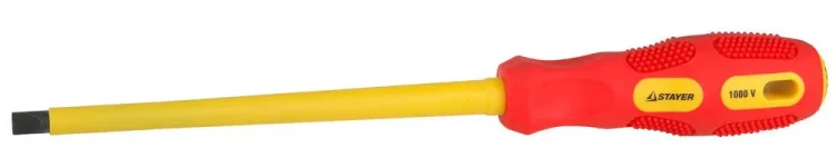Отвертка STAYER "PROFESSIONAL" "MAX-GRIP" диэлектрическая, двухкомпонентная рукоятка, Cr-V, SL 8,0x175мм 25827-08-175 G купить в Нягани