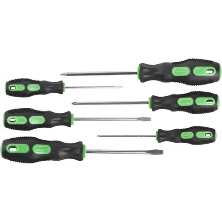 Набор URAGAN: Отвертки с двухкомпонентной рукояткой, SL3x75, 5x100, 6x100. PH0x75, 1x100, 2x100, 6 предм 25188-H6 купить в Нягани