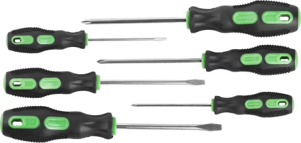 Набор URAGAN: Отвертки с двухкомпонентной рукояткой, SL3x75, 5x100, 6x100. PH0x75, 1x100, 2x100, 6 предм 25188-H6 купить в Нягани