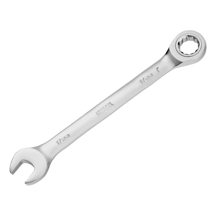 Ключ комбинированный трещоточный, 17 мм, CrV, матовый хром// Denzel 14711 купить в Нягани