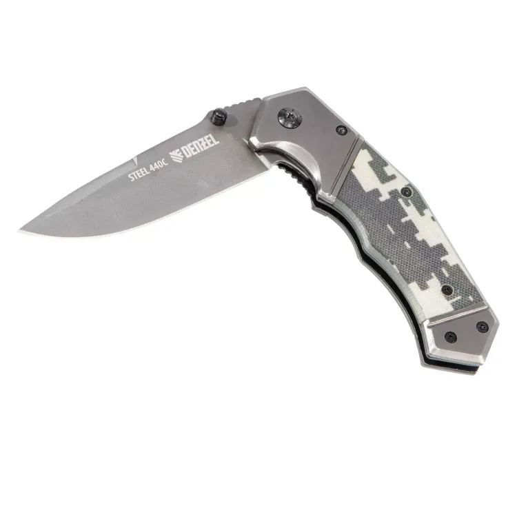 Нож складной Denzel 79209, многоцелевой, системы Liner-Lock, с накладкой G10 на эргономичной рукоятке купить в Нягани