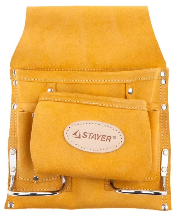 Сумка поясная STAYER PROFESSIONAL для инструментов, кожаная, 8 карманов, 2 скобы 38515 купить в Нягани