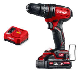 ЗУБР 20 В, 40 Нм, 1 АКБ LMS (2 Ач), ударная дрель-шуруповерт (ДШУ-40-21)