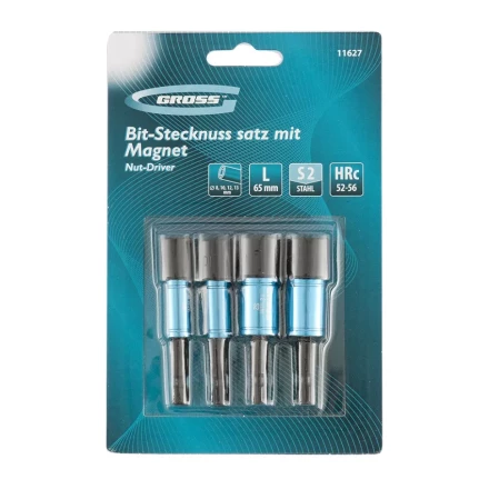 Набор бит с торцевыми головками 8,10,12,13 мм магнитные Nut-Driver S2 Gross 11627 купить в Нягани