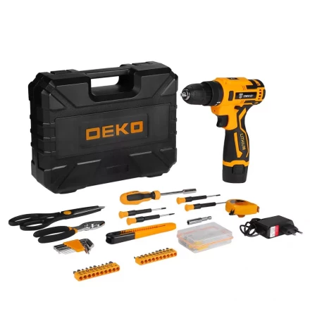 Дрель аккумуляторная DEKO Banger 12V + набор инструмента 93 предмета, 063-4167 купить в Нягани