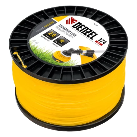 Леска для триммера звезда, 2,0мм х 374м, на DIN катушке FLEX CORD,  Denzel 96285 купить в Нягани