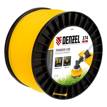 Леска для триммера звезда, 2,0мм х 374м, на DIN катушке FLEX CORD,  Denzel 96285 купить в Нягани