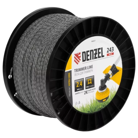 Леска для триммера двухкомпонентная витой квадрат, 2,4мм х 243м, на DIN катушке EXTRA CORD// Denzel 96823 купить в Нягани