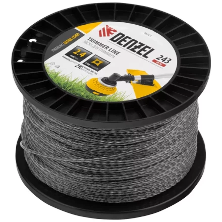 Леска для триммера двухкомпонентная витой квадрат, 2,4мм х 243м, на DIN катушке EXTRA CORD// Denzel 96823 купить в Нягани