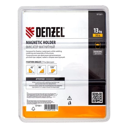 Фиксатор магнитный отключаемый для сварочных работ усилие 30 LB, 45х90 град. Denzel 97561 купить в Нягани