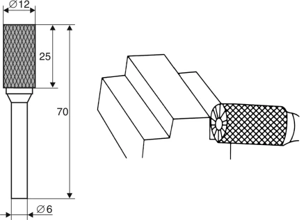 Борфреза Цилиндрическая c режущей кромкой B 6х12 Энкор 21703 купить в Нягани
