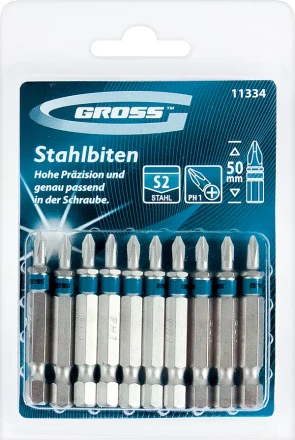 Набор бит РZ1х50, сталь S2, 10шт GROSS 11344 купить в Нягани