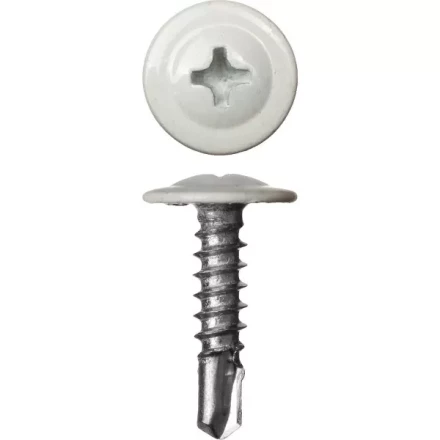 Саморезы ЗУБР с прессшайбой и сверлом по листовому металлу до 2мм, окрашенные в RAL-9003, PH2, 4,2х25мм, 400шт 300211-42-025-9003 купить в Нягани