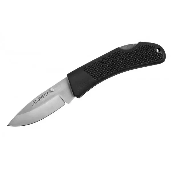 Нож STAYER складной с обрезиненной ручкой, средний 47600-1_z01 купить в Нягани