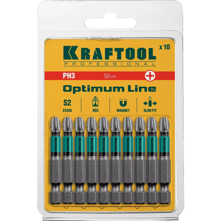 Биты KRAFTOOL OPTIMUM PH 26122-3-50-10 купить в Нягани