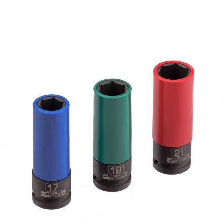 Набор головок ударных 6-гранных удлиненных для колесных дисков 17 19 21 мм 1/2&quot; 3 предмета Stels 13953 купить в Нягани