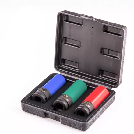 Набор головок ударных 6-гранных удлиненных для колесных дисков 17 19 21 мм 1/2&quot; 3 предмета Stels 13953 купить в Нягани