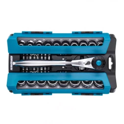 Набор торцевых головок трещотка 120 зубьев 36 предметов 1/2" CrV Gross 14144