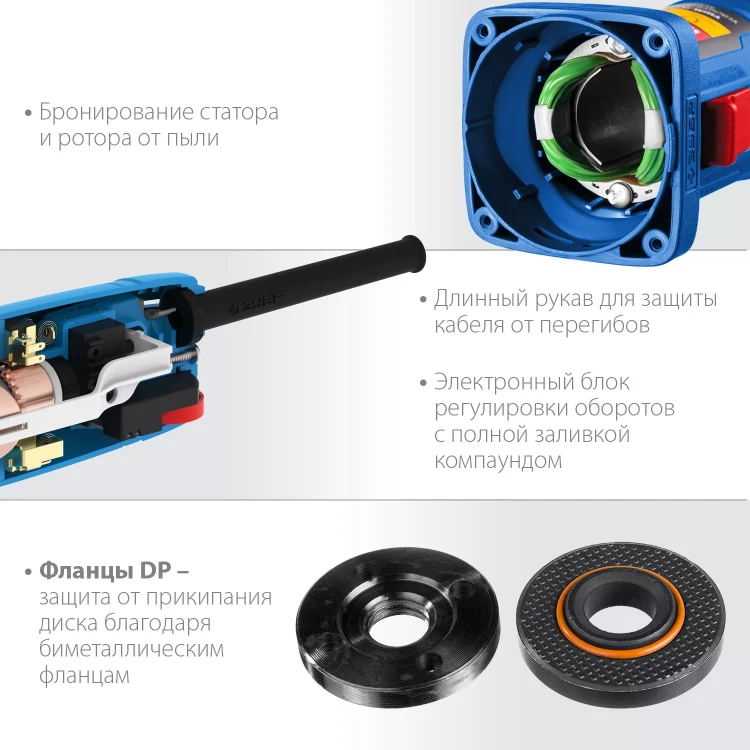 ЗУБР 1100 Вт, d125 мм, УШМ, регулировка оборотов, Профессионал (УШМ-П125-1100 Э) купить в Нягани