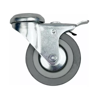 Аппаратное поворотное колесо с тормозом под болт HITCH 120*26 резина серая SChgb55 (SZ084856)