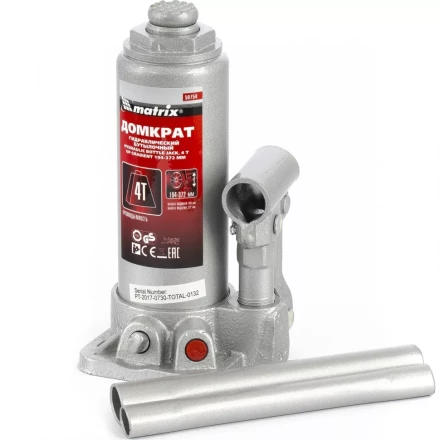 Домкрат гидравлический бутылочный 4 т h подъема 194–372 мм в пласт. кейсе MTX 507549 купить в Нягани