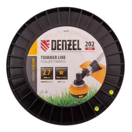Леска для триммера звезда, 2,7мм х 202м, на DIN катушке FLEX CORD// Denzel 96287 купить в Нягани