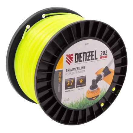 Леска для триммера звезда, 2,7мм х 202м, на DIN катушке FLEX CORD// Denzel 96287 купить в Нягани