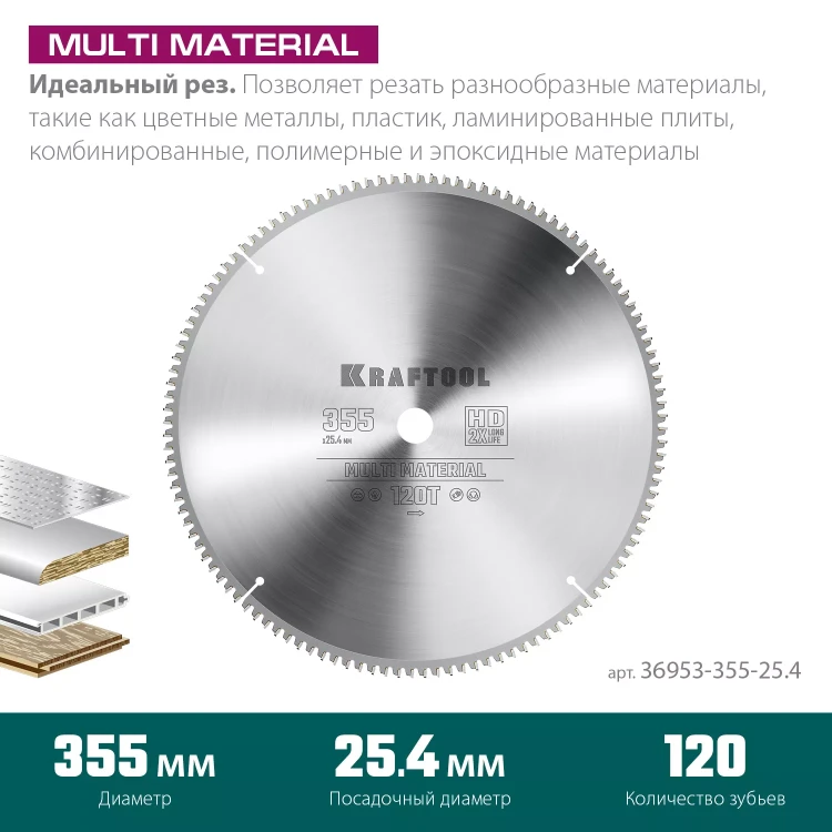 Диск пильный Multi Material, повышенный ресурс 36953-355-25.4 купить в Нягани