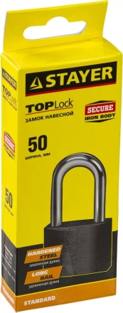 Замок STAYER &quot;STANDARD&quot; навесной, металлический корпус, удлиненная закаленная дужка, 50 мм 37160-50-1 купить в Нягани