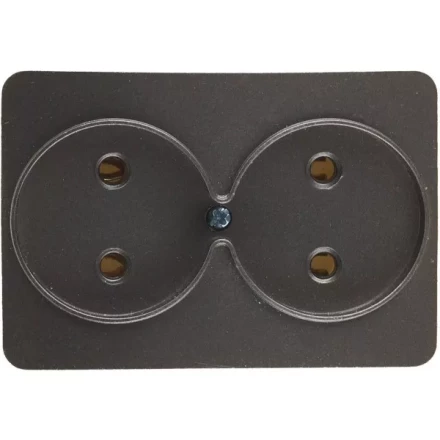 Розетка СВЕТОЗАР &quot;ГАММА&quot; без заземления, двойная, без вставки и рамки, цвет темно-серый металлик, 16А/~250В SV-54102-DM купить в Нягани