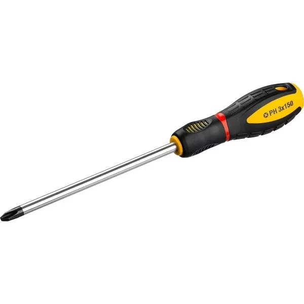 Отвертка STAYER "PROFI" "PROTech", двухкомп рукоятка, намагниченная, Cr-Mo, PH3x150мм 25132-3-15_z02 купить в Нягани