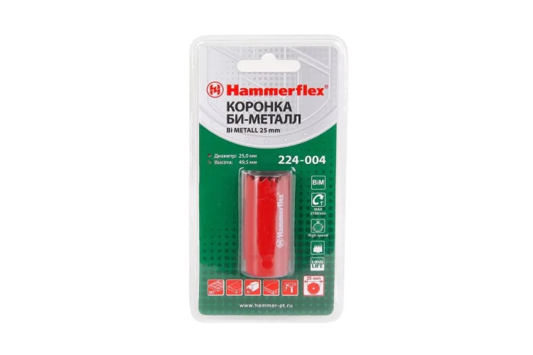 Коронка биметаллическая HAMMER Ф25х38мм 5/8" BiMETALL (224-004) купить в Нягани