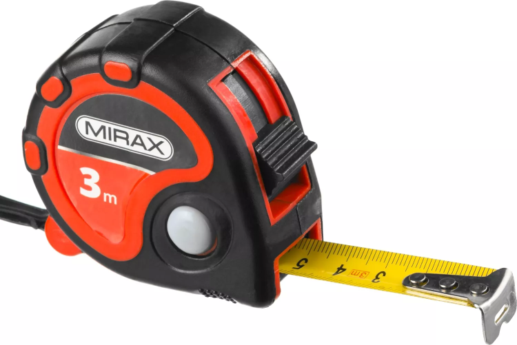 Рулетка MIRAX, 3 стопора, двухкомпонентный пластиковый корпус, 3мх16мм 34013-03-16 купить в Нягани
