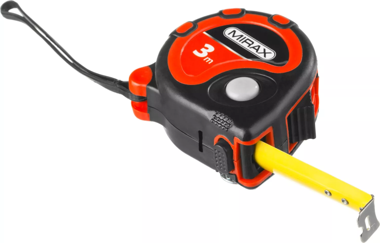 Рулетка MIRAX, 3 стопора, двухкомпонентный пластиковый корпус, 3мх16мм 34013-03-16 купить в Нягани