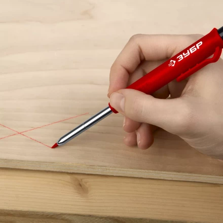 ЗУБР АСК красный, d 2,8 мм, HB, 6 сменных грифелей, автоматический карандаш (06311-3) купить в Нягани