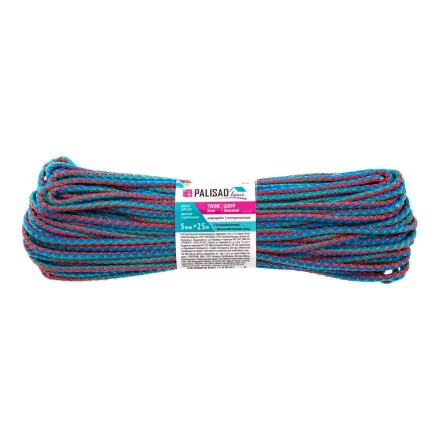 Шнур бельевой полипропиленовый с сердечником, 5 мм L 25 м, цветной, Home Palisad 937145 купить в Нягани